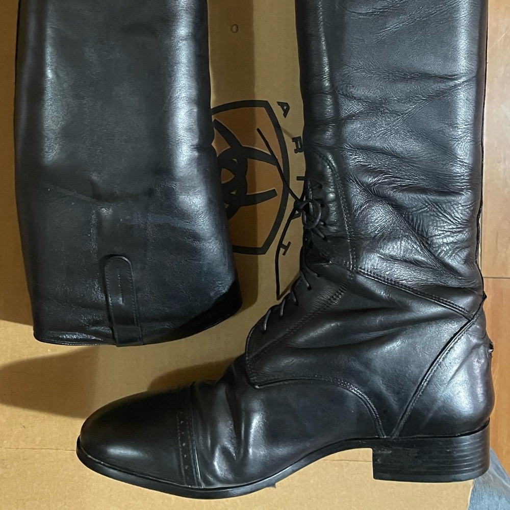 ARIAT Crowne Field Riding Horse Show Boots Black Leather Women’s 10 Tall Slim - Picture 9 of 10